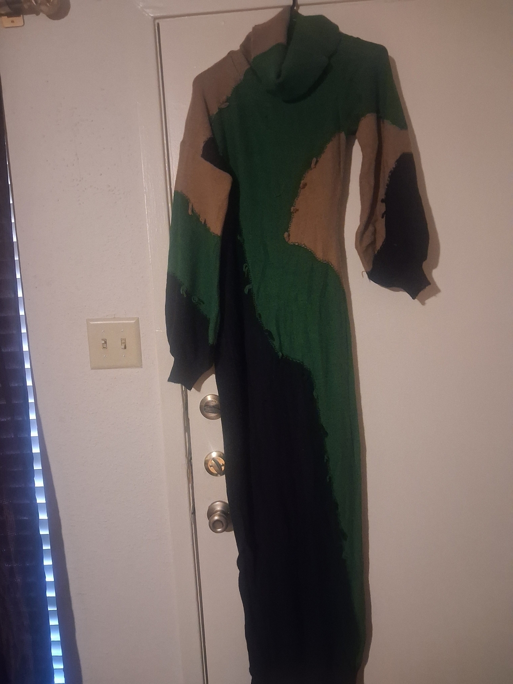 Colorblock Green and Black Long Sleeve Sweater Dress Size Xl